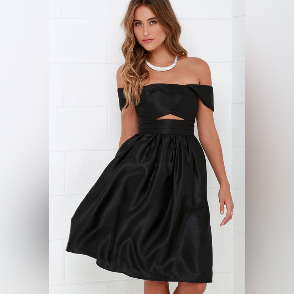 Keepsake Confession Black Off-the-Shoulder Dress NWOT